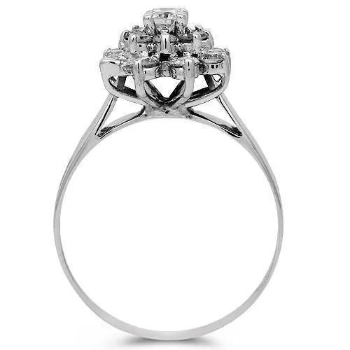 14K Solid White Gold Womens Diamond Ring 0.55 Ctw
