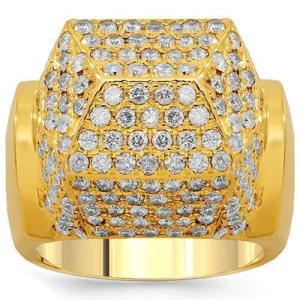 14K Solid Yellow Gold Mens Diamond Ring 3.50 Ctw