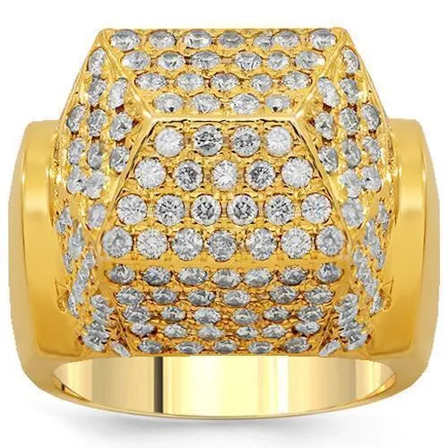 14K Solid Yellow Gold Mens Diamond Ring 3.50 Ctw
