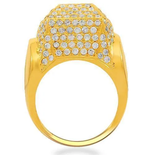 14K Solid Yellow Gold Mens Diamond Ring 3.50 Ctw