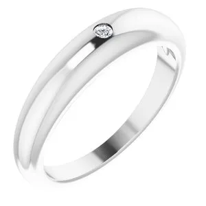 14K White .03 CT Diamond Petite Dome Ring
