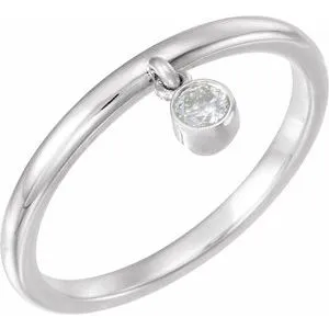 14K White 1/10 CT Diamond Fringe Ring