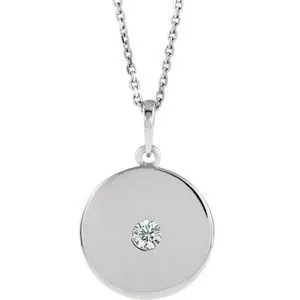 14K White 1/10 CTW Diamond Disc Necklace