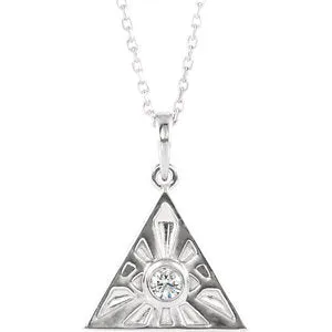 14K White 1/10 CTW Diamond Eye of Providence 16-18" Necklace