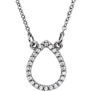 14K White 1/10 CTW Diamond Teardrop 16" Necklace