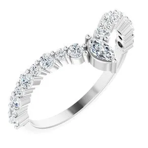 14K White 1/2 CTW Diamond "V" Ring