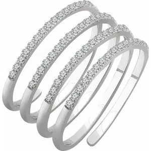 14K White 1/2 CTW Diamond Spiral Ring