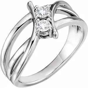 14K White 1/2 CTW Diamond Two-Stone Ring