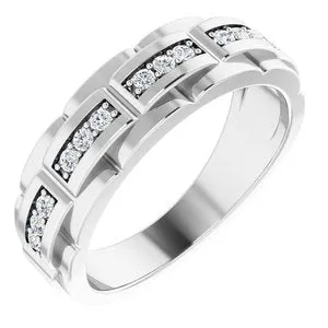 14K White 1/3 CTW Diamond Pattern Ring