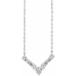 14K White 1/3 CTW Diamond "V" 16-18" Necklace