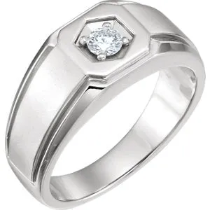 14K White 1/4 CTW Men's Diamond Ring