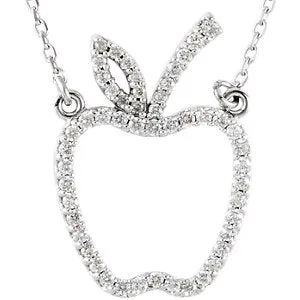 14K White 1/5 CTW Diamond Apple 16.7" Necklace