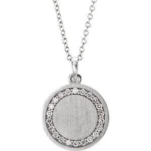 14K White 1/5 CTW Diamond Engravable Necklace