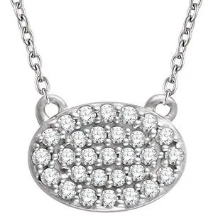 14K White 1/5 CTW Diamond Oval Cluster 16-18" Necklace