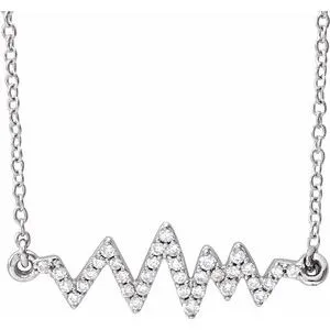 14K White 1/6 CTW Diamond Heartbeat 16-18" Necklace