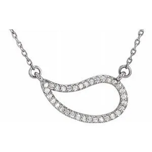 14K White 1/6 CTW Diamond Paisley 18" Necklace