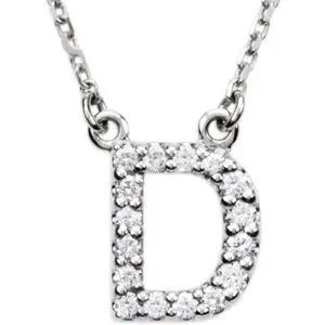 14K White 1/6 CTW Natural Diamond Initial D 16" Necklace