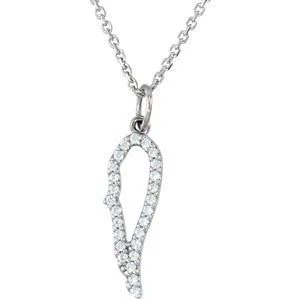 14K White 1/8 CTW Diamond Angel Wing 18" Necklace