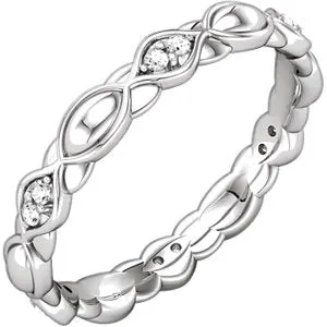 14K White 1/8 CTW Diamond Sculptural-Inspired Eternity Band Size 6.5