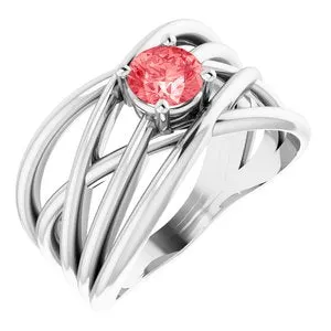 14K White 3/8 CT Lab-Grown Pink Diamond Solitaire Criss-Cross Ring