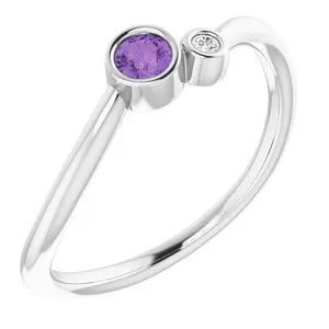 14K White Amethyst & .02 CTW Diamond Two-Stone Ring
