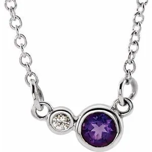 14K White Amethyst & .06 CTW Diamond 16" Necklace