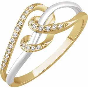 14K White & Yellow 1/10 CTW Diamond Negative Space Ring