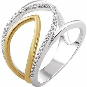 14K White & Yellow 1/6 CTW Diamond Negative Space Ring