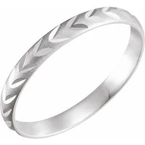 14K White Diamond-Cut Midi Ring Size 2.5
