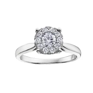 14K White Gold (0.35ct) Starburst Cluster Diamond Engagement Ring