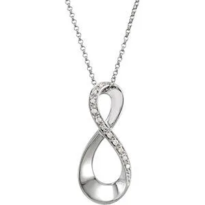 14k White Gold .05 CTW Diamond Infinity-Inspired 18" Necklace