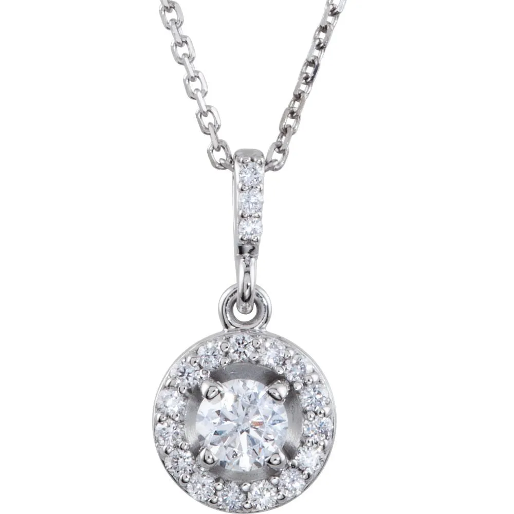 14k White Gold 1 1/4 CTW Diamond Halo-Style 18" Necklace