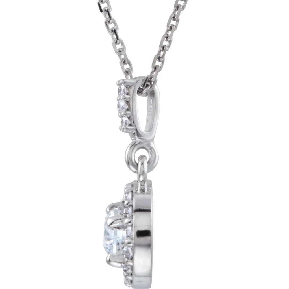 14k White Gold 1 1/4 CTW Diamond Halo-Style 18" Necklace