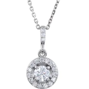 14k White Gold 1 1/4 CTW Diamond Halo-Style 18" Necklace