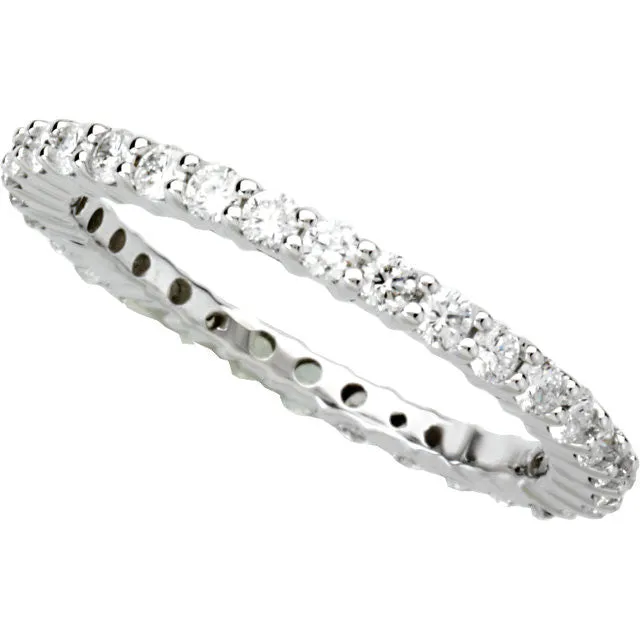 14k White Gold 1 CTW Diamond Eternity Band Size 6