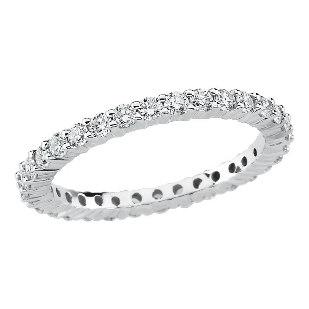 14k White Gold 1 CTW Diamond Eternity Band Size 6