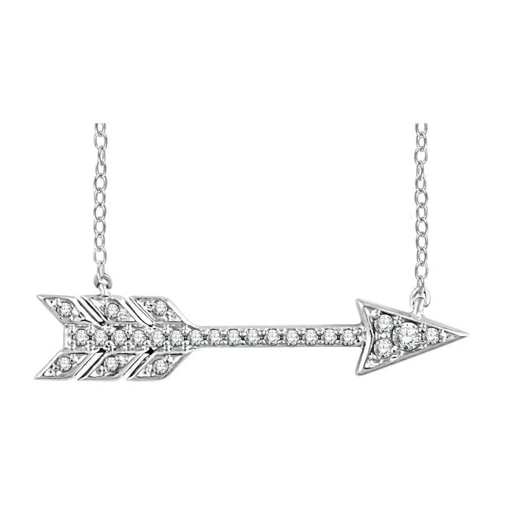 14k White Gold 1/10 CTW Diamond Arrow Necklace