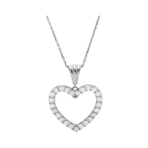 14k White Gold 1/2 CTW Diamond Heart 18" Necklace