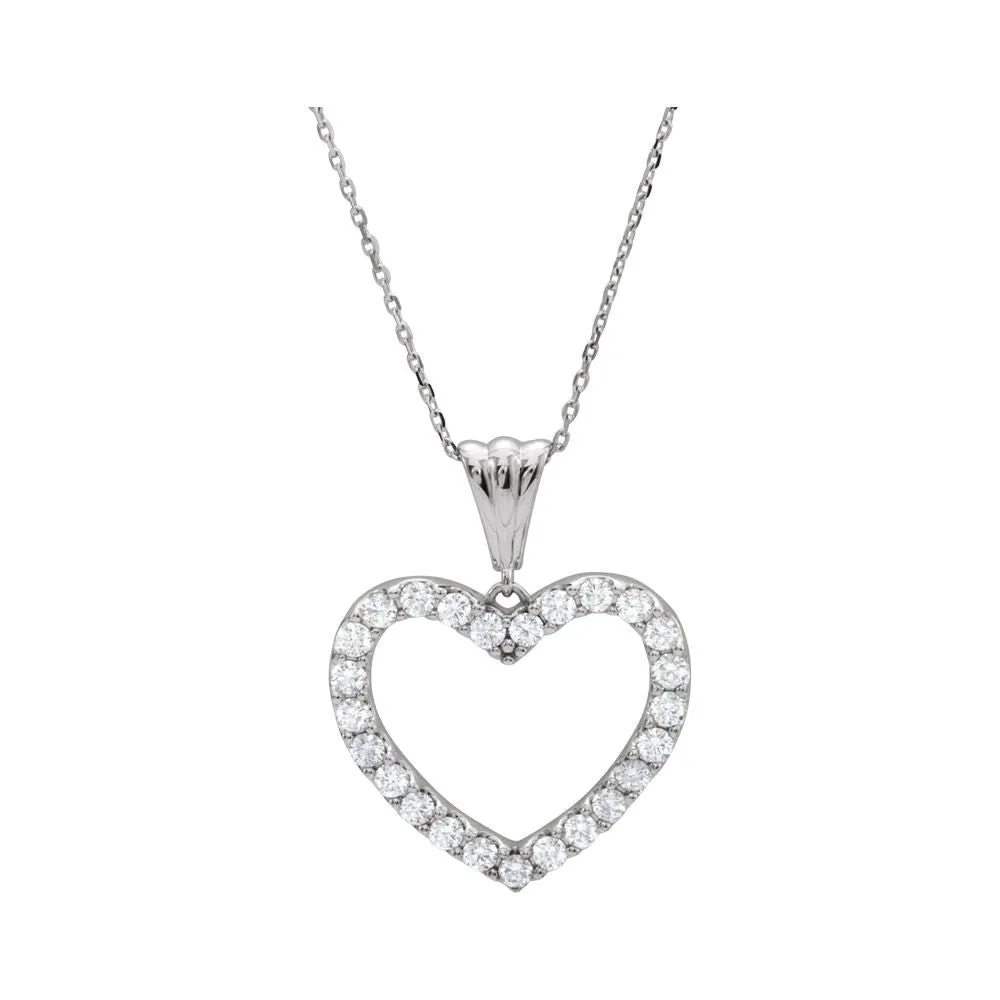 14k White Gold 1/2 CTW Diamond Heart 18" Necklace