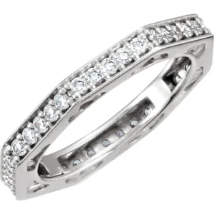 14k White Gold 3/4 CTW Diamond Anniversary Band Size 6.5