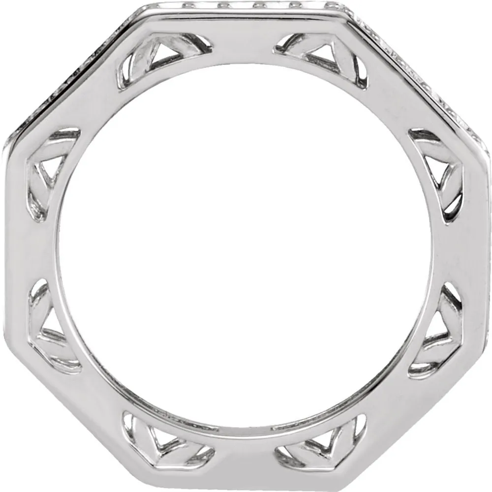 14k White Gold 3/4 CTW Diamond Anniversary Band Size 6.5