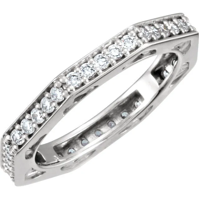 14k White Gold 3/4 CTW Diamond Anniversary Band Size 6.5