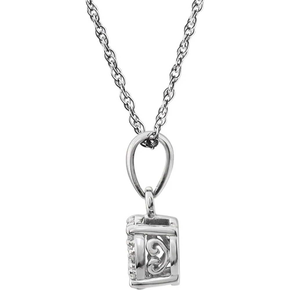 14k White Gold 3/8 CTW Diamond Cluster 18" Necklace