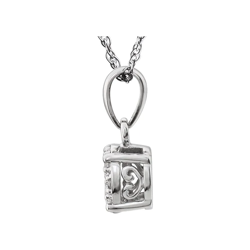 14k White Gold 3/8 CTW Diamond Cluster 18" Necklace