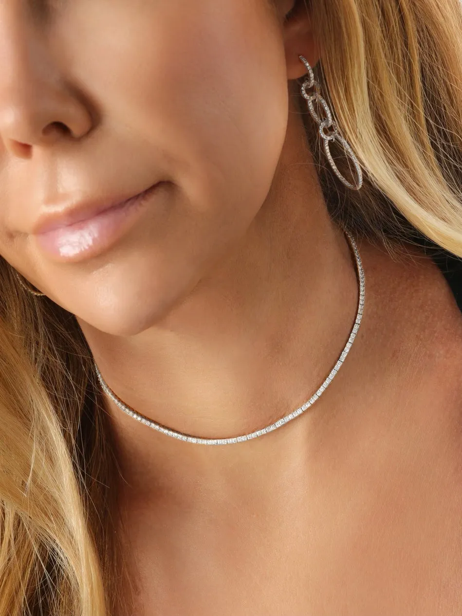 14k White Gold 4 Prong Diamond Tennis Necklace