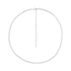 14k White Gold 4 Prong Diamond Tennis Necklace
