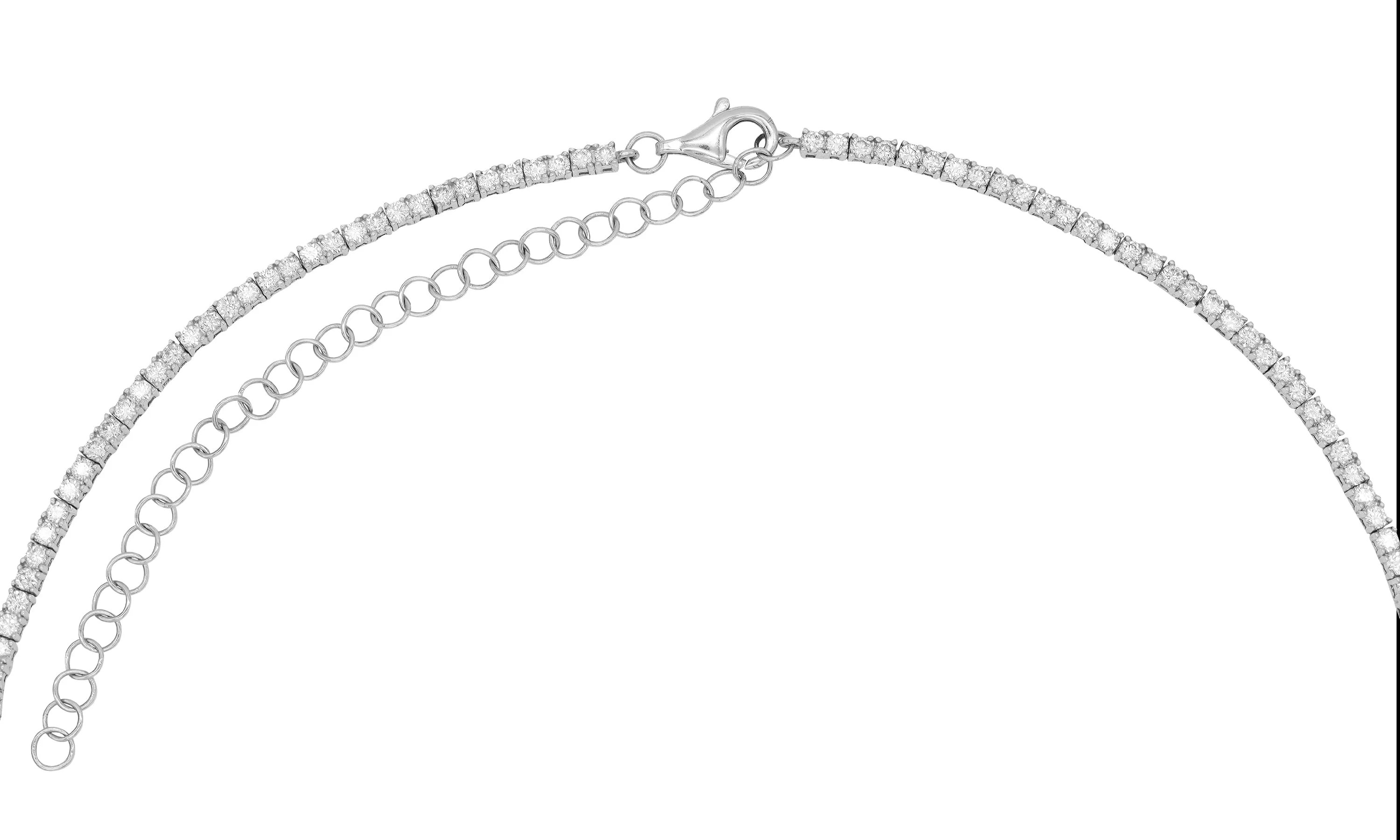14k White Gold 4 Prong Diamond Tennis Necklace