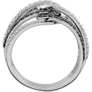 14k White Gold Black Rhodium Plated 3/4 CTW Black & White Diamond Ring Size 7