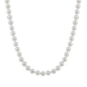 14K White Gold Clasp (6.5-7mm) Japanese Akoya Pearl Strand Necklace