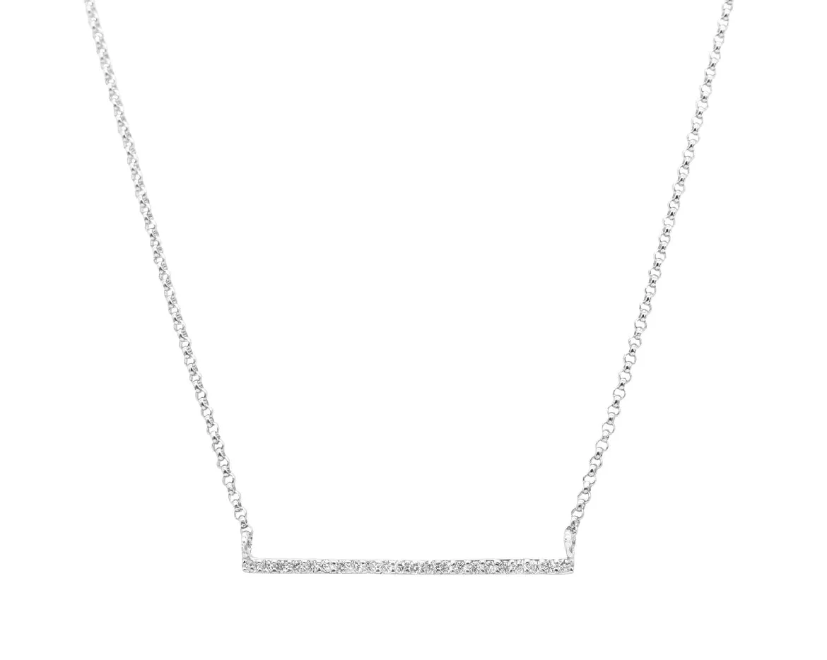 14k White Gold Diamond Bar Necklace